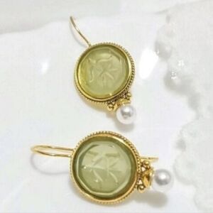 Green Crystal Quartz Pearl Earrings